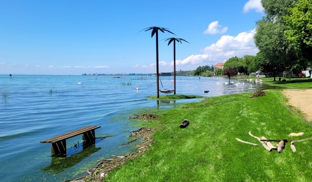 Impressionen vom Seehochstand (4,98 Meter) in Lochau am Bodensee